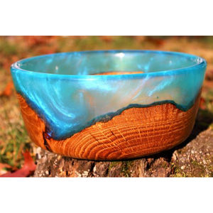 Tazón de comida de madera y resina hecho a mano, ideal para la decoración elegante del hogar y el uso diario de postres y frutas grandes - Product Image 2