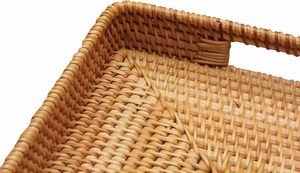 Panier de plateau en rotin rectangulaire fait main de haute qualité servant des meubles en rotin de fruits pour meubles de cuisine et femmes de chambre d'hôtel - Product Image 4