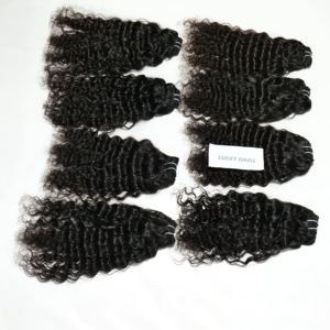 Vente en gros d'extensions de cheveux indiens bouclés à cuticules alignées sur 100% vierges Remy double trame tissage coupé à la machine noir couleur naturelle pas cher - Product Image 3