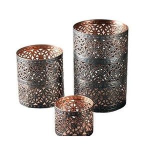 Modern Metal Floral Patterned Christmas Votive & Pillar Holder Elegant Home & Party Decoration - Product Image 1