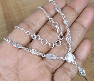 Topaze bleue 925 argent Sterling à facettes pierre précieuse naturelle Designer chaîne collier Marquise collier bijoux faits à la main cadeau pour elle - Product Image 4