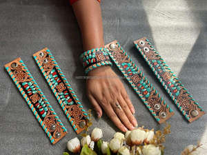 Nueva llegada Venta caliente occidental elegante hecho a mano pintado cuero mecanizado mano brazalete pulseras Unisex uso diario accesorio de moda - Product Image 3