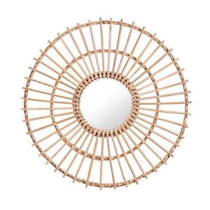 Espejos de pared con marco de ratán rústico de granja, diseño redondo hecho a mano para baño, dormitorio o sala de estar - Product Image 3
