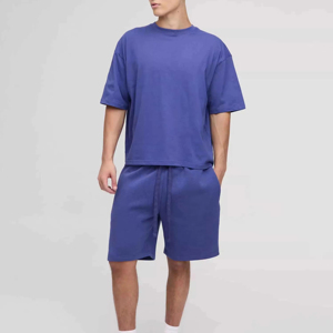 100% Cotton Terry Breathable Casual Plus Size Relax Fit T-Shirt and Shorts <b>Set</b> Oversized Summer Co-Ord Outfit for Men - Product Image 2