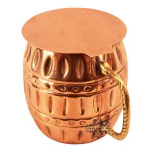 Chope à bière artisanale en cuivre pur de 1000 ml, design baril, avec sous-verre de style classique, verre à vin réutilisable pour le vin - Product Image 5