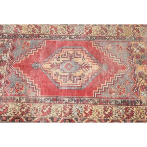 Alfombra de retazos ecológica de lana roja y Beige clásica, 3,3x5,6 pies, comedor tradicional, respaldo de látex rectangular turco mediano - Product Image 5