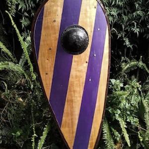 JEXMOO Bouclier Viking artisanal de 24 pouces en bois et acier à haute teneur en carbone, design de la tige centrale, avec support de personnalisation et de compatibilité - Product Image 3