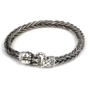 Bracelet tressé en argent sterling 925 avec tête de dragon et diamants, plaqué rhodium, perles religieuses, idéal pour les cadeaux - Product Image 5