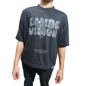 T-shirt à manches courtes en coton de haute qualité pour hommes, grande taille, coupe ample, bouffée lourde, impression, t-shirt à épaules tombantes - Product Image 1