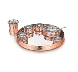 Hot Selling Luxury Indian Handmade Pure Copper Traditional Kitchen Thali/Dinner Set Manufacturer & Supplier From India - Product Image 6
