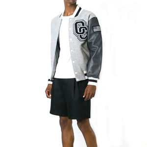 Venta al por mayor personalizado diseñador logotipo Stand Collar frontal Unisex Casual béisbol Letterman algodón Fleece Varsity chaquetas - Product Image 1