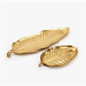 <b>Raw</b> Cast Aluminium Shiny Gold Serving Leaf Bowl Leaf <b>Tray</b> Snack Bowl Kitchenware Decorative Leaf <b>Tray</b> - Product Image 6