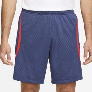 Shorts de sport bleu marine pour hommes avec bandes latérales rouges, shorts d'entraînement athlétique à séchage rapide, taille élastique, vêtements de sport - Product Image 1