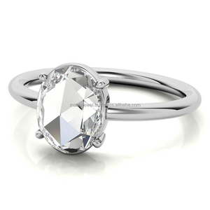 แหวนวงแหวนอินฟินิตี้อาร์ตเดคโคพร้อม3กะรัตรูปวงรีแบบเดี่ยว VVS Def Moissanite ก้านเพชรดีไซน์รัศมีสำหรับเป็นของขวัญครบรอบ - Product Image 1