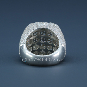 Bague Hip Hop en argent sterling 925 personnalisée de luxe avec clarté VVS Moissanite diamant taille brillant pour les mariages et les fêtes - Product Image 4