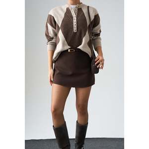 Beige-Brown Baklava Pattern <b>Sweater</b> - Product Image 3