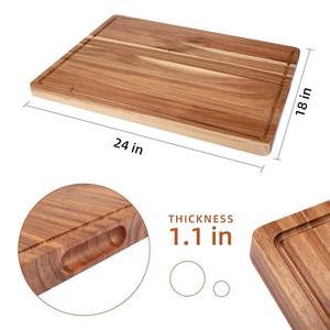 Planche à découper en bois d'acacia faite à la main tendance 15x9 pouces |   Planche à découper en bois épais avec poignée |   Utilisation en cuisine et dans les restaurants - Product Image 5