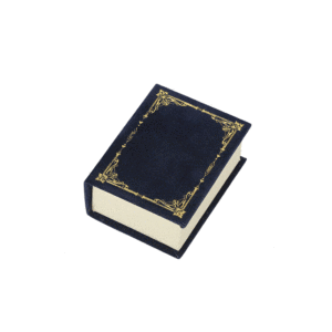 Jeulia Vintage Navy Blue Magnetic Flip-Top Book <b>Ring</b> <b>Box</b> - Product Image 1