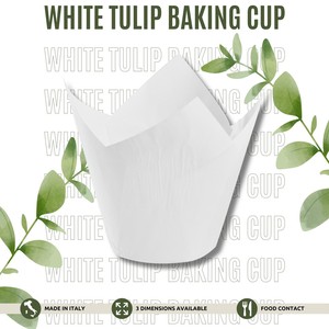 Hecho en Italia, Personalizable, Compostable, Ecológico, Papel Antigrasa, Doble Pared, Desechable, Blanco, Forma de Tulipán, Forros para Cupcakes, Vasos - Product Image 2