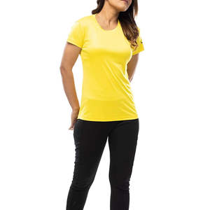 Haute qualité nouveauté manches courtes dames t-shirts Logo personnalisé col rond couleur unie femmes t-shirt en couleur différente - Product Image 3