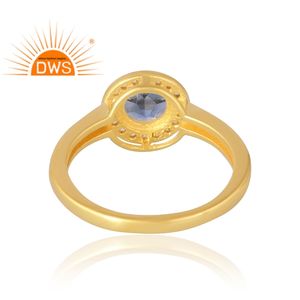 Latest Selling <b>925</b> Sterling <b>Silver</b> 18K Gold Plated Natural Cz & Sapphire Gemstone <b>Ring</b> Demi Fine Jewelry For Women Gift For Her - Product Image 2