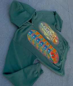 Custom Green Color Oversize <b>Zip</b> <b>Up</b> Hoodie Dtg Screen Print <b>Hoodies</b> Acid Wash Vintage Men Sun Faded Streetwear Hoodie - Product Image 5