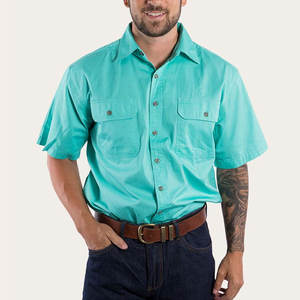 Chemise décontractée respirante pour le travail ou les voyages, tissu extensible, chemise de travail moderne, coupe courte, manches courtes, pour temps chaud - Product Image 6