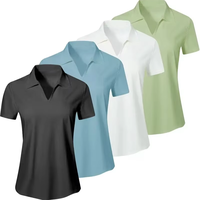 Camisetas Deportivas Casuales de Manga Corta para Mujer, Tejido Transpirable que Absorbe la Humedad, Cuello en V, Personalizables y Ecológicas