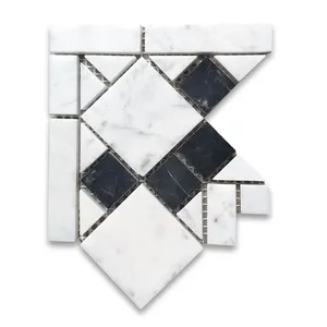 B0093CP Venecia monocromática 4,8X4,8 porcelana pulida mármol mosaico borde acento azulejo para uso al aire libre acabado brillante ladrillo refractario - Product Image 1