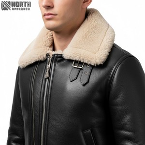 Nouveau Meilleure Vente Haute Qualité Respirant Hommes En Cuir Bomber Vestes Vente Chaude À La Mode Coupe-Vent Hommes En Cuir Vestes Bomber - Product Image 4