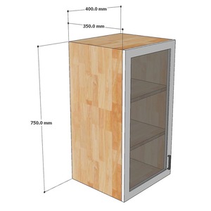 Armoires de cuisine au design moderne avec porte vitrée simple de 40 cm de large en bois massif TBT010 Panneau MDF - Product Image 3