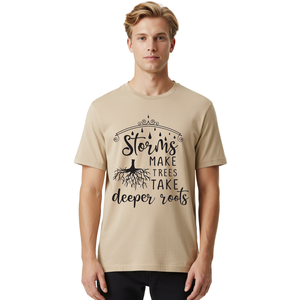 T-shirt con citazione ispiratrice tema della natura tipografia arte-tempesta la crescita della resilienza parole motivazionali 200 grammi con albero - Product Image 3