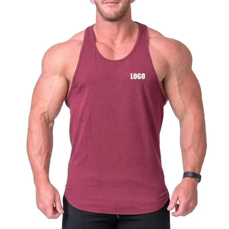 OEM Stringer Tank Top Mens Y Back Custom Pattern Polyester Men Stringer Fitness Muscle Shirt Workout Bodybuilding Stringers Men