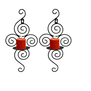 Apliques de pared decorativos de hierro y metal con estilo, candelabros montados en la pared, Color negro, Material de alta calidad - Product Image 1