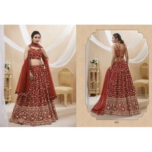 ชุดเลเฮนกาโชลีแบบยาวปักลายจอร์เจตต์ ซารี สำหรับงานเฉลิมฉลองแบบดั้งเดิม ดีไซน์หรูหรา ประณีตอย่างมีระดับ - Product Image 5