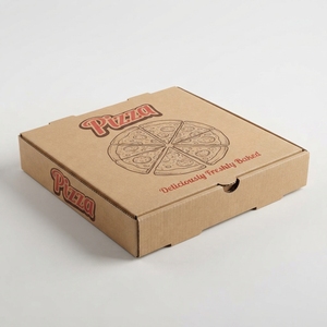 Boîte d'emballage à pizza en carton ondulé kraft imprimé polyvalente de 6, 9 et 12 pouces, avec logo personnalisé, résistante à la chaleur, pour plats à emporter, vente en gros - Product Image 1