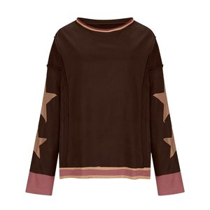 Sweat-shirts d'hiver tricotés à col rond, à épaules tombantes, à manches longues, coupe ample, respirants, écologiques, avec broderie frontale, style décontracté, OEM - Product Image 6