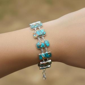 Oyster Turquoise 925 Sterling Silver Luxury GIA Certified <b>Charm</b> Adjustable <b>Bracelet</b> Handmade Statement Jewelry Wholesale - Product Image 5