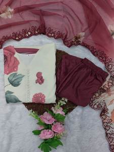 NUEVO DISEÑO DE MODA, TELA PARA VESTIDO ANARKALI FESTIVO Y MODERNO, CHIFÓN PURO CON ESTAMPADO DIGITAL - Product Image 3