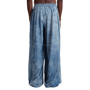 Acid Washed Denim Flares Sweatpants Customized Drawstring Closure Mid Waist <b>Baggy</b> Sunfaded Casual 100% Cotton Pant's & <b>Trousers</b> - Product Image 5
