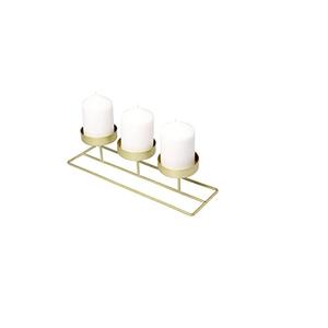 Juego de Portavelas de Metal Dorado Estilo Nórdico, Candelabro Geométrico de 3 Luces para Decoración de Sala de Estar u Hotel - Product Image 1