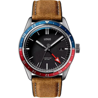 Montre automatique GMT, mouvement NH34, étanche 150 m, acier inoxydable, logo personnalisé OEM, montre mécanique de luxe pour homme