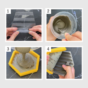 Bebox Chevron Cement Tray 96x96x14mm Desk Organizer Handmade Gray Storage Holder for Office Stationery - Product Image 3
