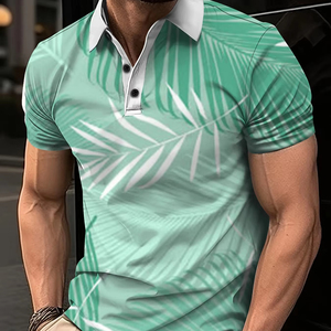 2024 été nouveau 3d impression hommes décontracté T-Shirt bouton col Polo coréen populaire vêtements hommes chemises vêtements pour hommes - Product Image 3