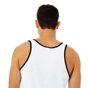 ตะเข็บด้านข้างขายปลีกพอดี100% Airlume หวีและแหวนปั่นฝ้าย32เดี่ยว4.2ออนซ์สีขาว/สีดำ Unisex ถังเจอร์ซีย์ - Product Image 6