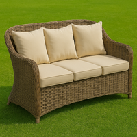 Ensemble de canapé d'angle extérieur moderne en aluminium/rotin imperméable avec table et tabourets pour ferme, villa, parc, jardin, hôtel, bord de piscine