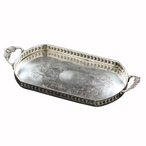 <b>Royal</b> Looking Rectangular Shape Home Hotel Restaurant Table Dinnerware Food Serving Metal Trays <b>Catering</b> Equipment - Product Image 5