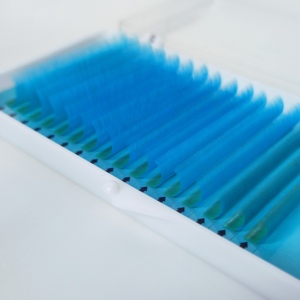 ขนตาปลอมหนา10-15มม. สีฟ้านีออนผมหยิกหนา0.15มม. - Product Image 2