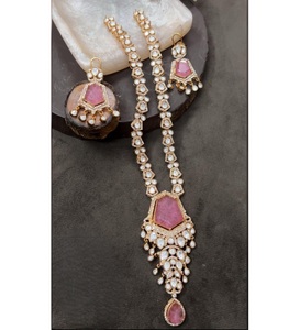 Conjunto de Collar chapado en oro de moissanita auténtica de lujo con pendientes bodas aniversarios compromisos colección de ropa para mujer - Product Image 3