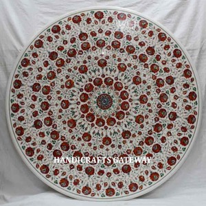 Excellent Design Handmade <b>White</b> Marble <b>Round</b> Shape Coffee and Tea <b>Table</b> Top of Best Quality Wholesale Hand Workmanship <b>Table</b> Top - Product Image 1
